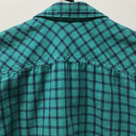 Eddie Bauer Green & Blue Windowpane Button Down Flannel Shirt - Picture 6 of 11